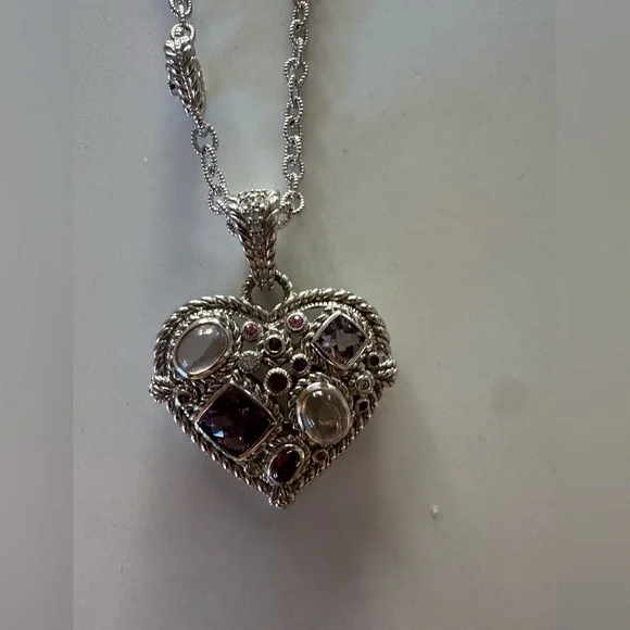 Judith Ripka heart moonstone with Judith Ripka chain - Picture 3 of 5